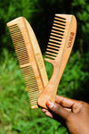 Moon Shape and Wide Tooth Neem Comb Combo | Affordable Price