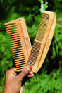 Dinya Moon Shape & Large Wide Tooth Neem Comb Wooden Anti-Dandruff Hair Comb for Detangling & Hair Growth