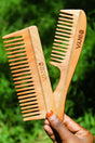 Large Wide & Wide Teeth with Handle Neem Comb Combo