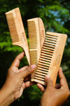 DINYA Neem Comb Set Pintail, Wide & S Shape Wooden Hair Comb