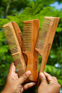 Neem Wooden Comb Combo – Wide Tooth, Pintail & S-Curve Hair Combs | Natural Anti-Static Comb Set for All Hair Types