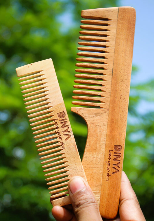 dinya pocket and wide handle neem comb