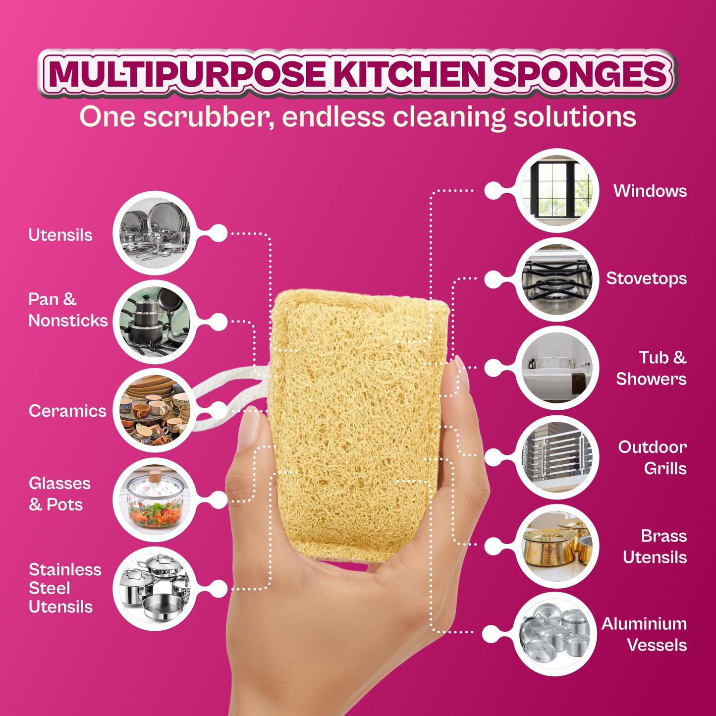 natural kitchen scrubber multi purpose