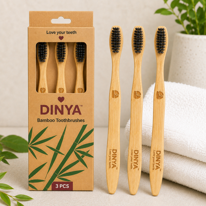 Pack 3 dinya bamboo toothbrush