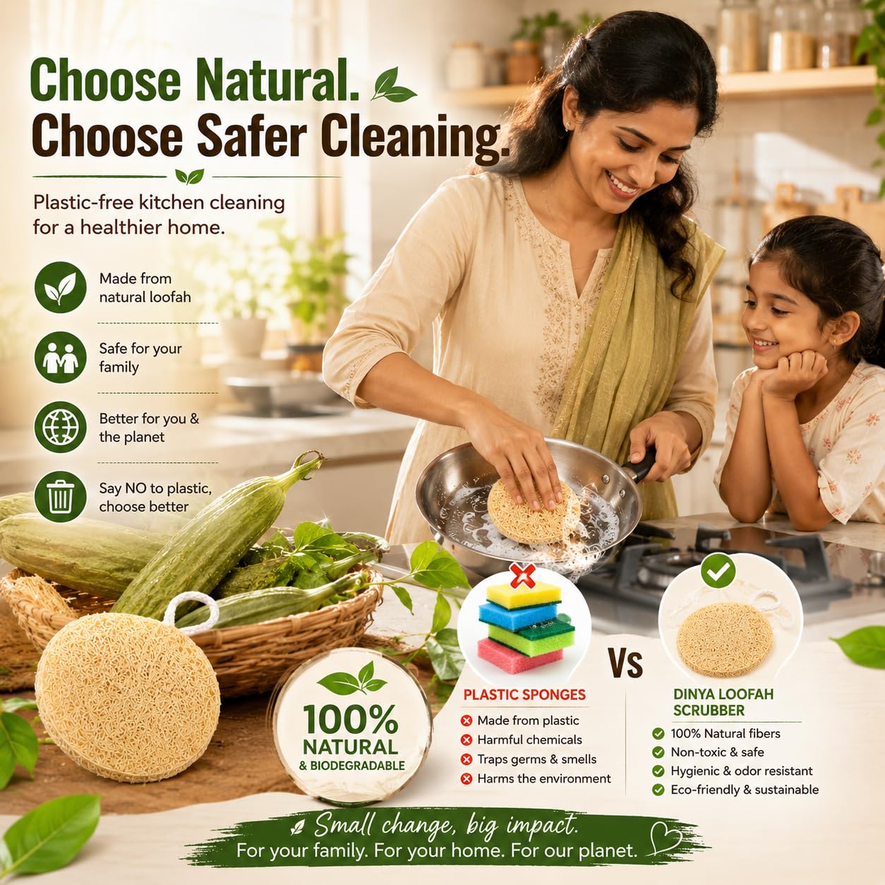 Round Natural Loofah Utensil Scrubber Pack of 8