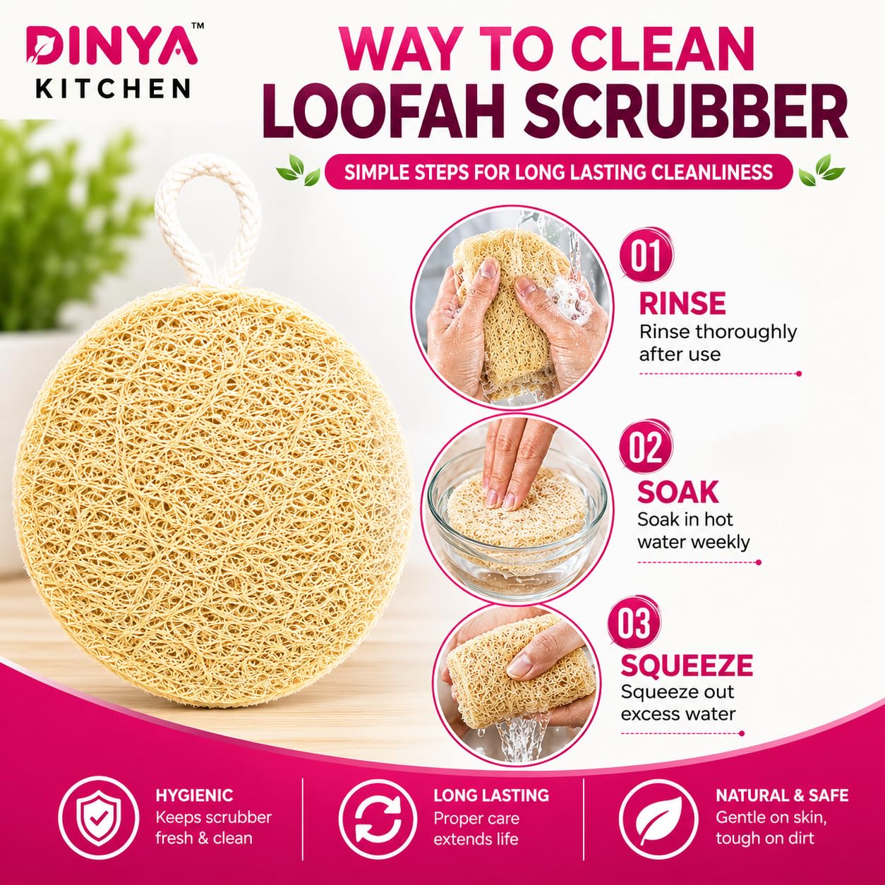 Round Natural Loofah Utensil Scrubber Pack of 8