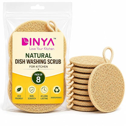 Round Natural Loofah Utensil Scrubber Pack of 8