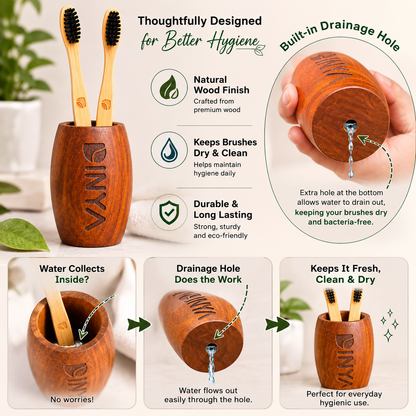 Smart Design Bamboo Toothbursh Holder