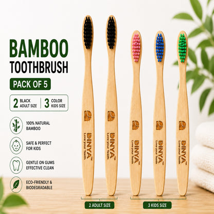 bamboo toothbrush family pack 5 pieces