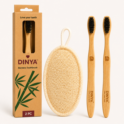 Bamboo Toothbrush and Loofah Combo for Daily Use