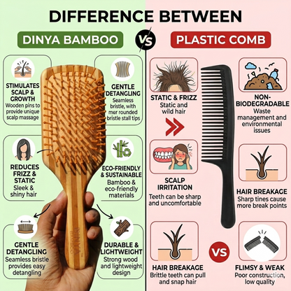 Difference between wooden paddle hair brush vs plastic comb 
