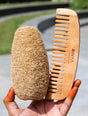 Moon Shape Neem Comb and Oval Shape Loofah Combo Set