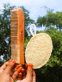 S Curve Neem Comb and Oval Shape Loofah Combo for Hair Care