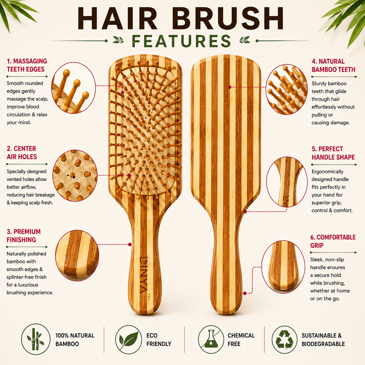 Hair brush features