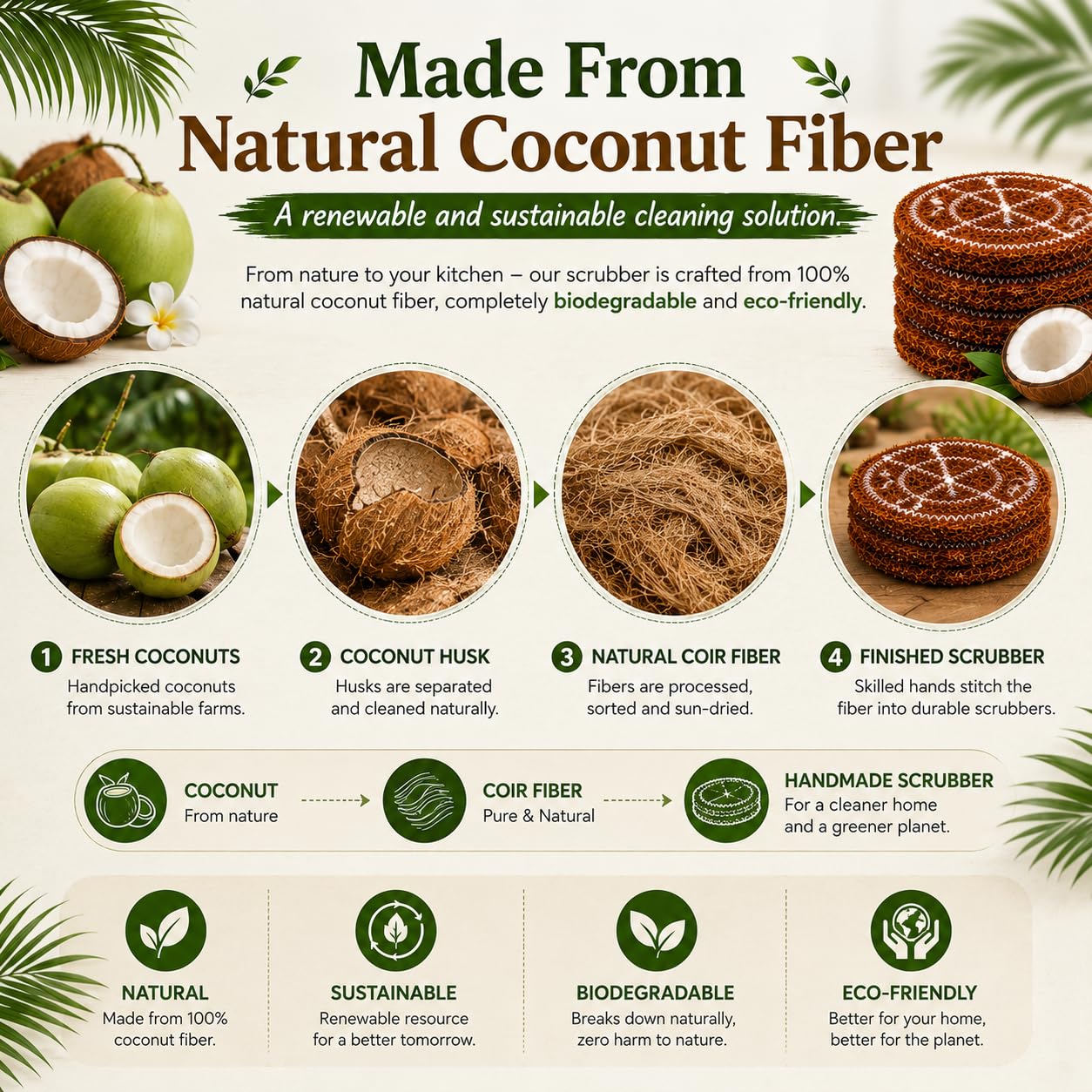 Coconut Husk Scrubber (Pack of 5)