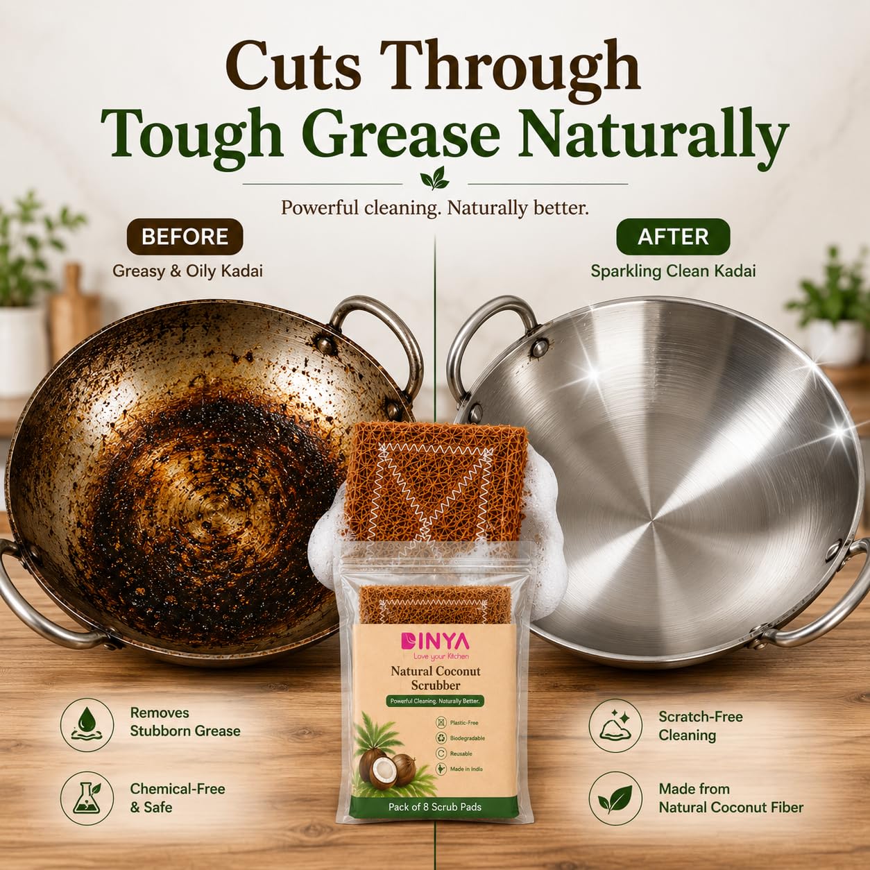 natural coconut coir dish washing scrub pads