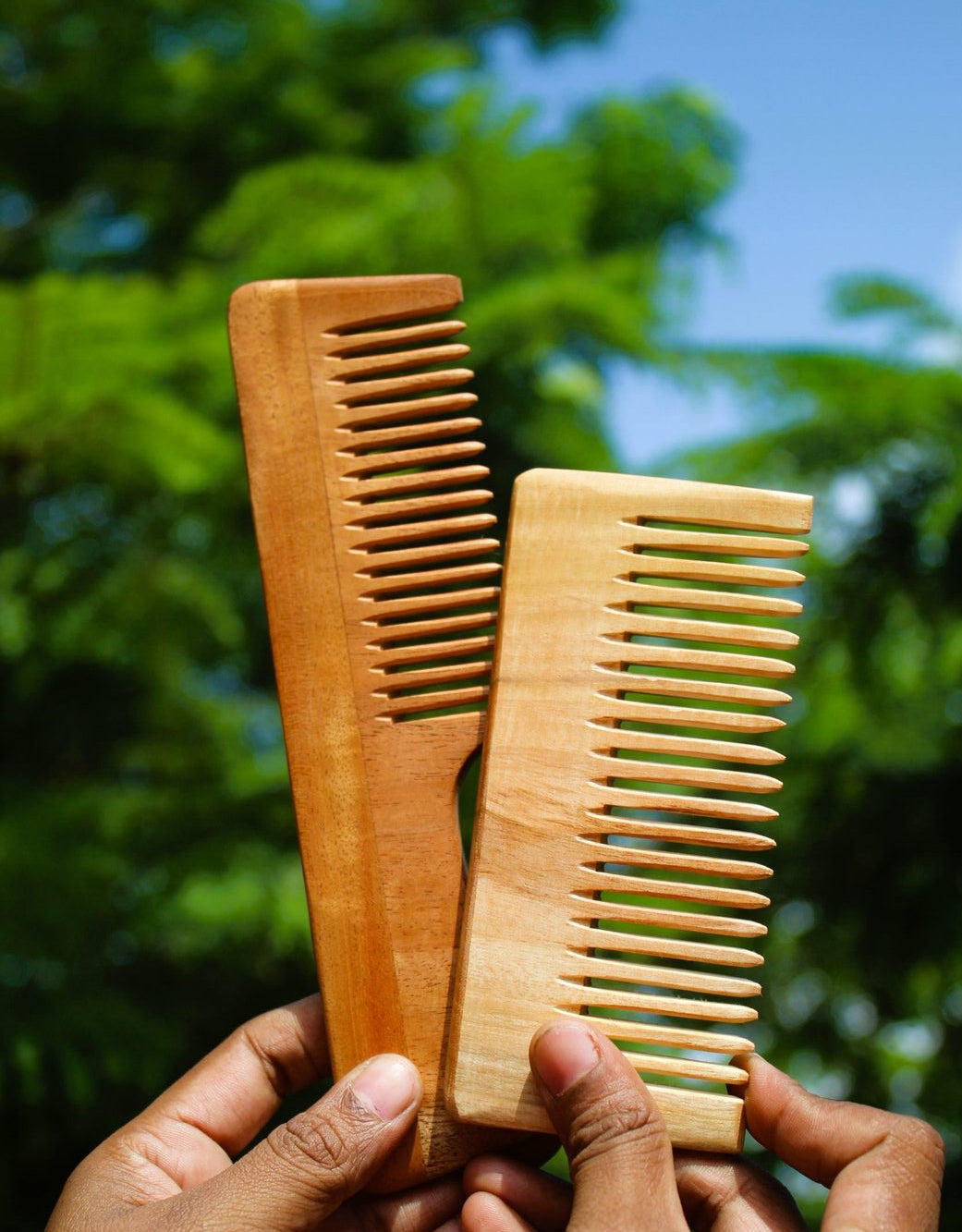 natural neem wood comb for hair fall control