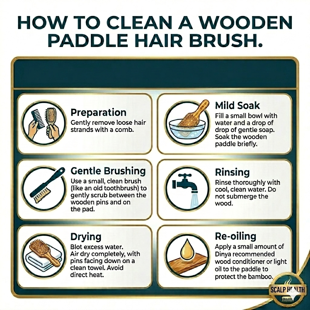 Way to clean wooden paddle hair brush
