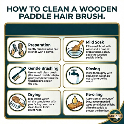 Way to clean wooden paddle hair brush
