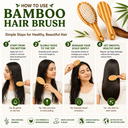 Bamboo Paddle Hair Brush
