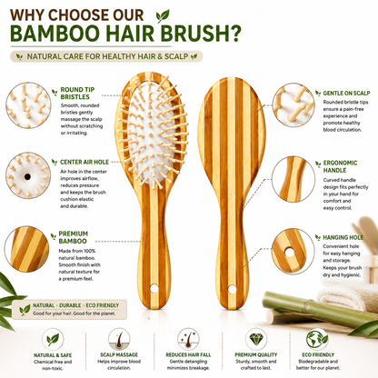 Bamboo Paddle Hair Brush