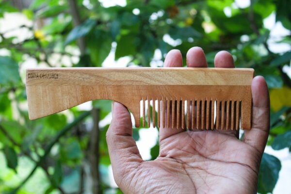 Wide Spaced Neem Comb with Handle