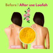 before and after use loofah