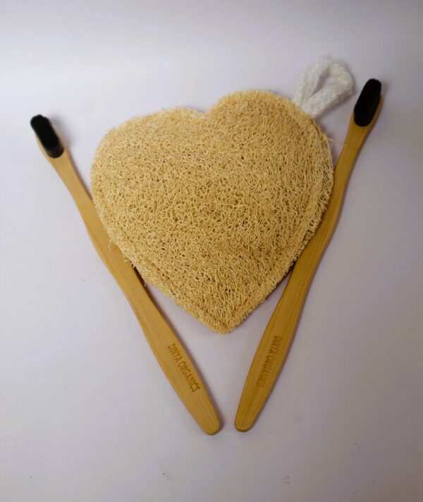 Dinya loofah and bamboo toothbrush